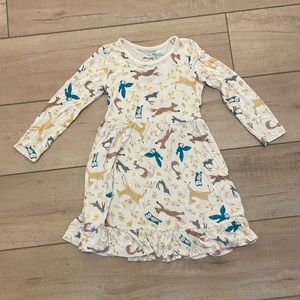 Silkberry Baby Bamboo Jersey Dress in Woodland Frolic Print 4-5T
